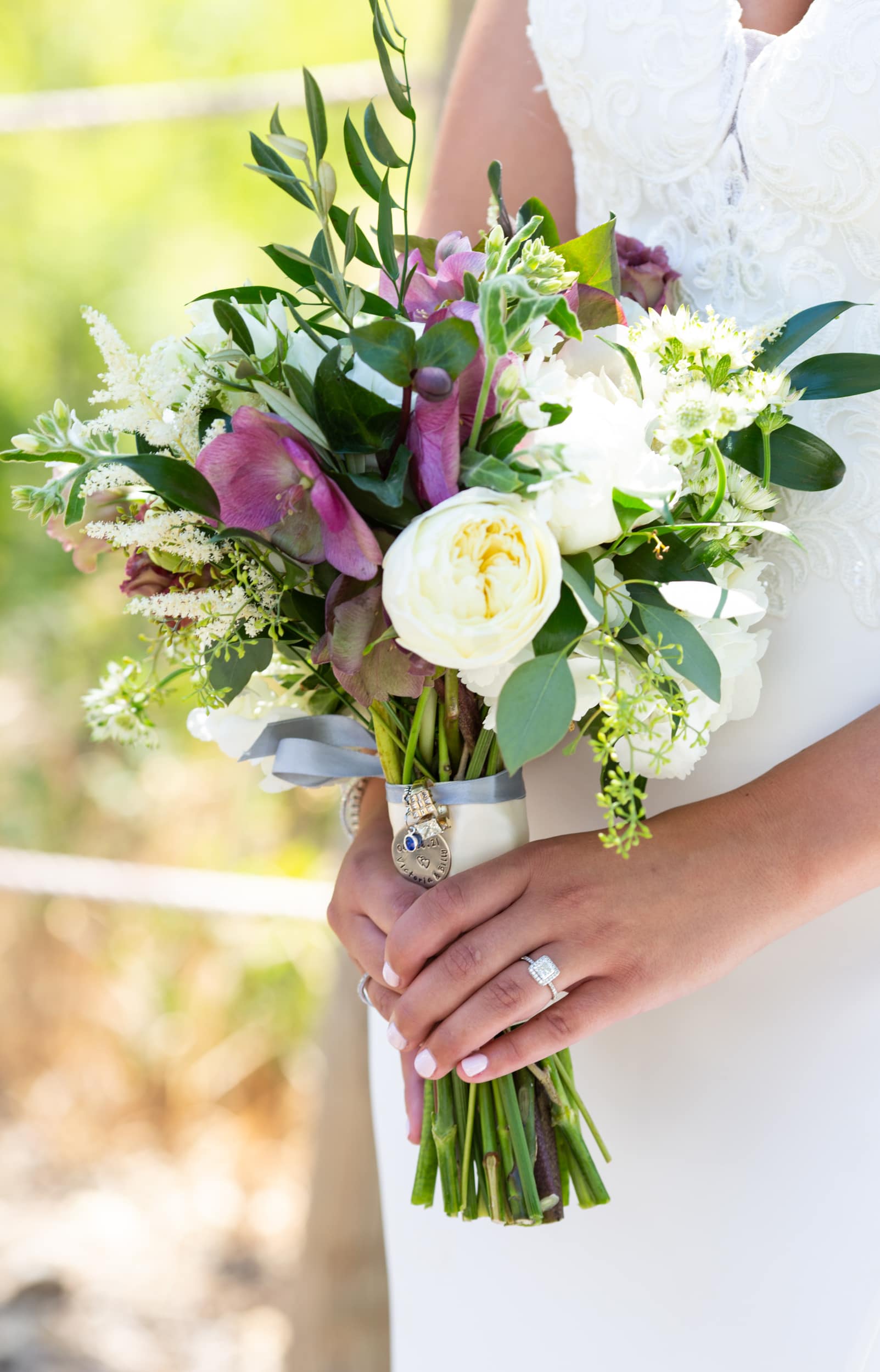 white and magenta Bridal Bouquet 