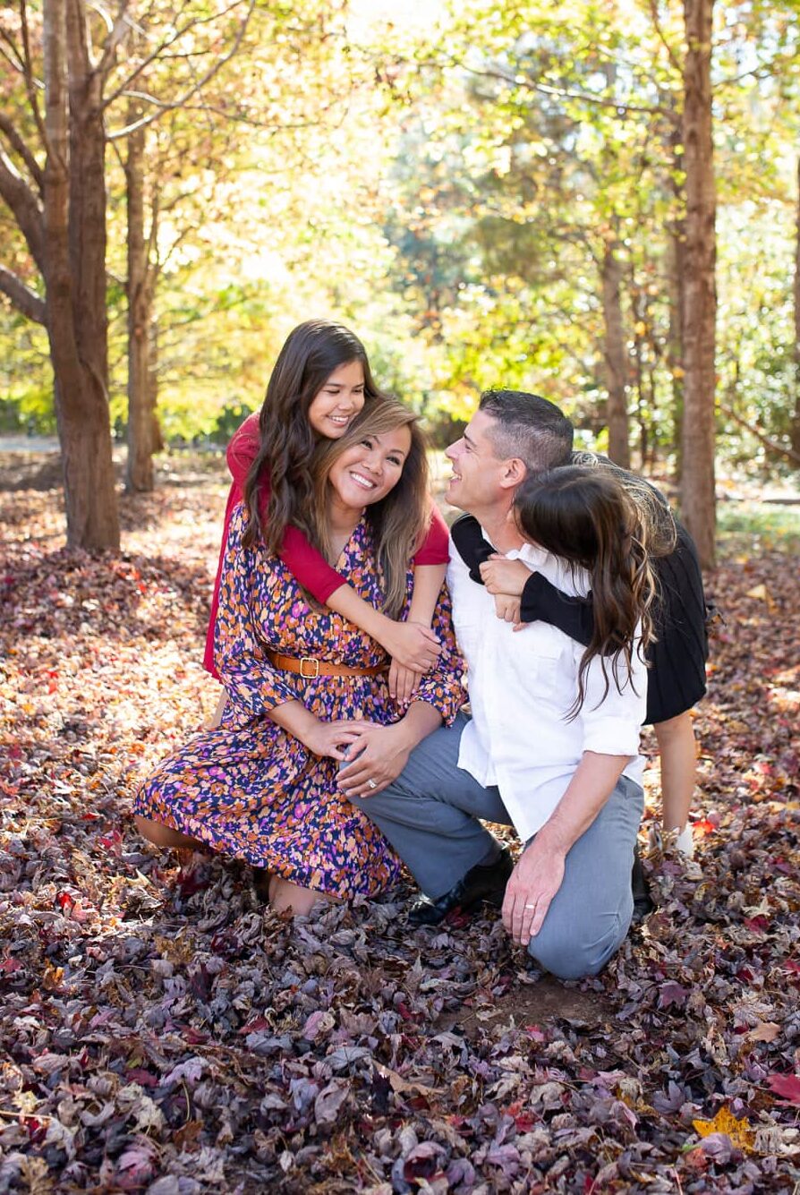 mini session wake forest. family of four candid moment