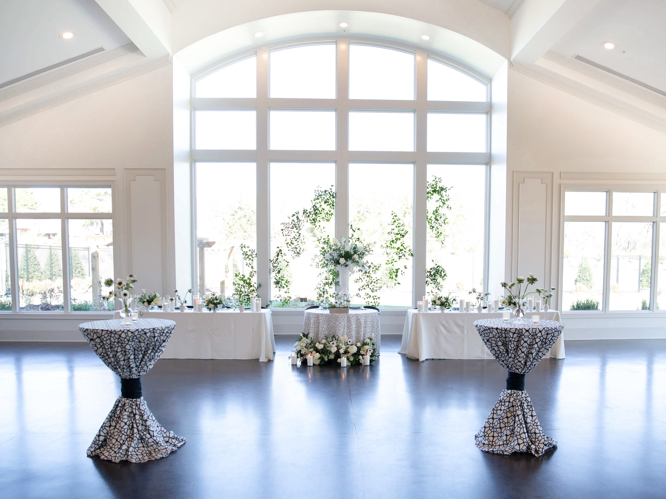 Wedding Reception setup inside the Grand Ballroom at Donovan Manor in Fuquay Varina, NC