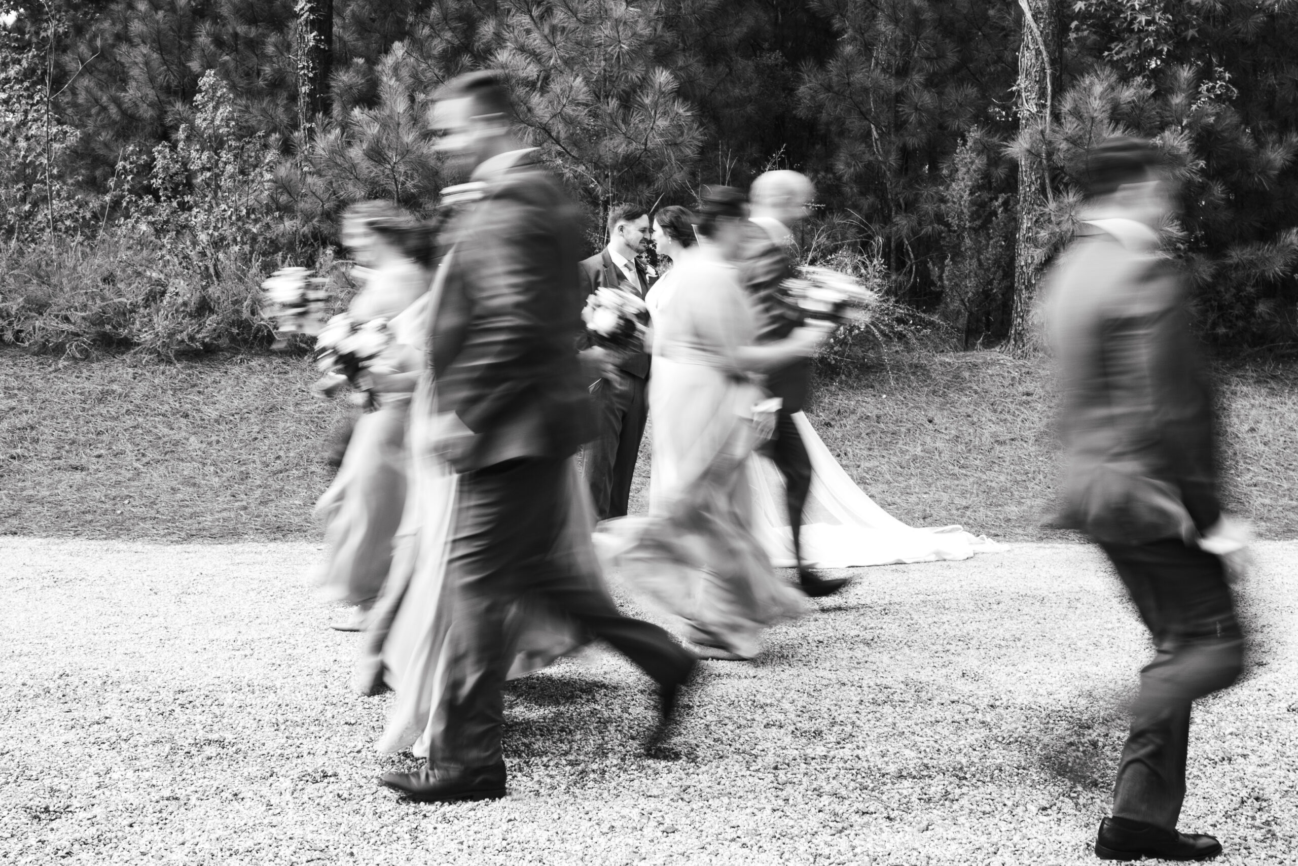 Creative blurry wedding party portrait by Magdalena Stefanek
