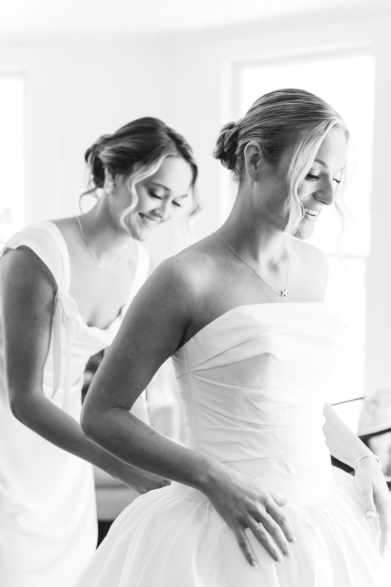 Bride getting ready at the bridal suite