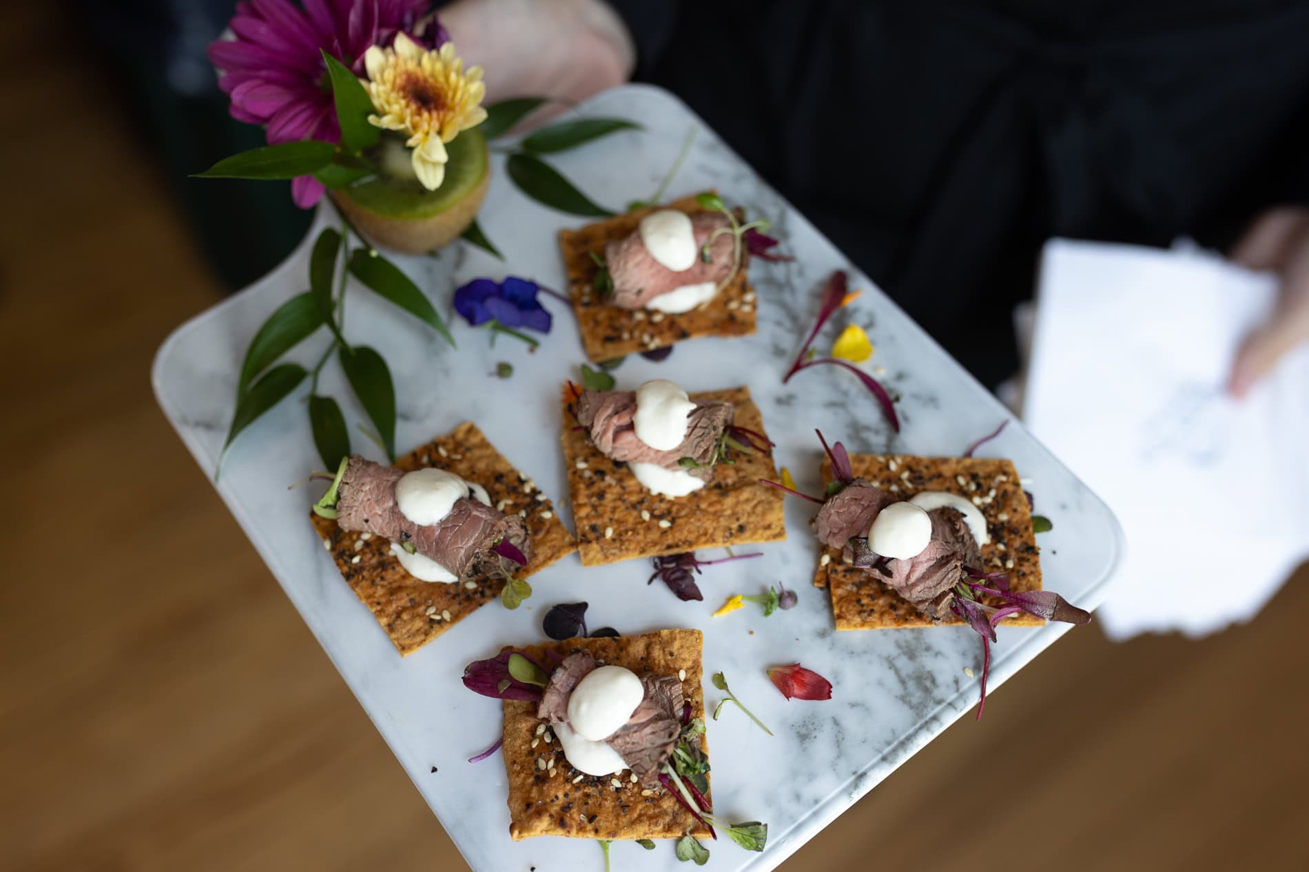 passed appetizers by rocky top catering at the upchurch wedding venue