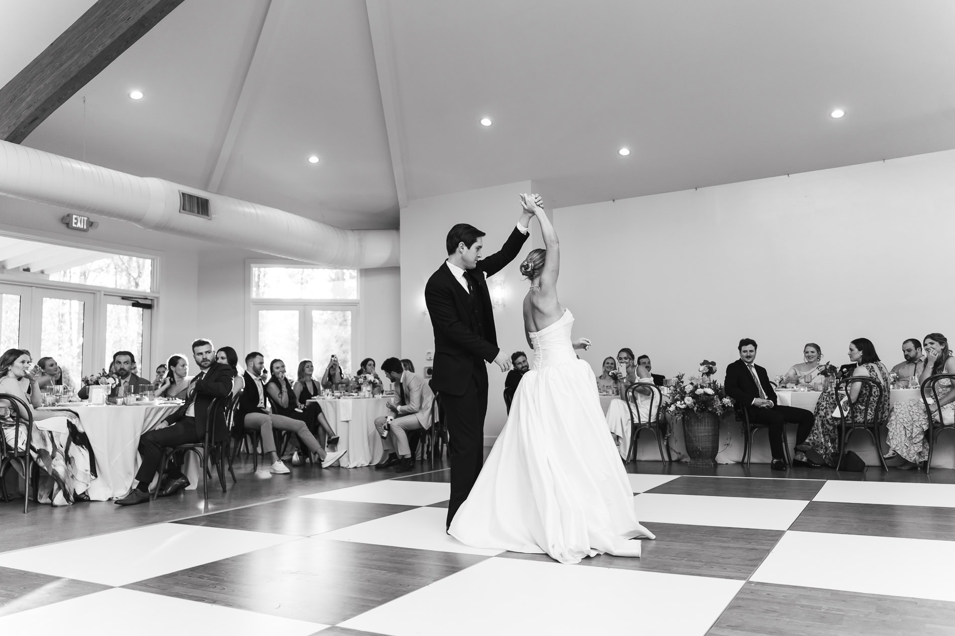 First dance as newlyweds at the Conservatory. The Upchurch wedding photographer.