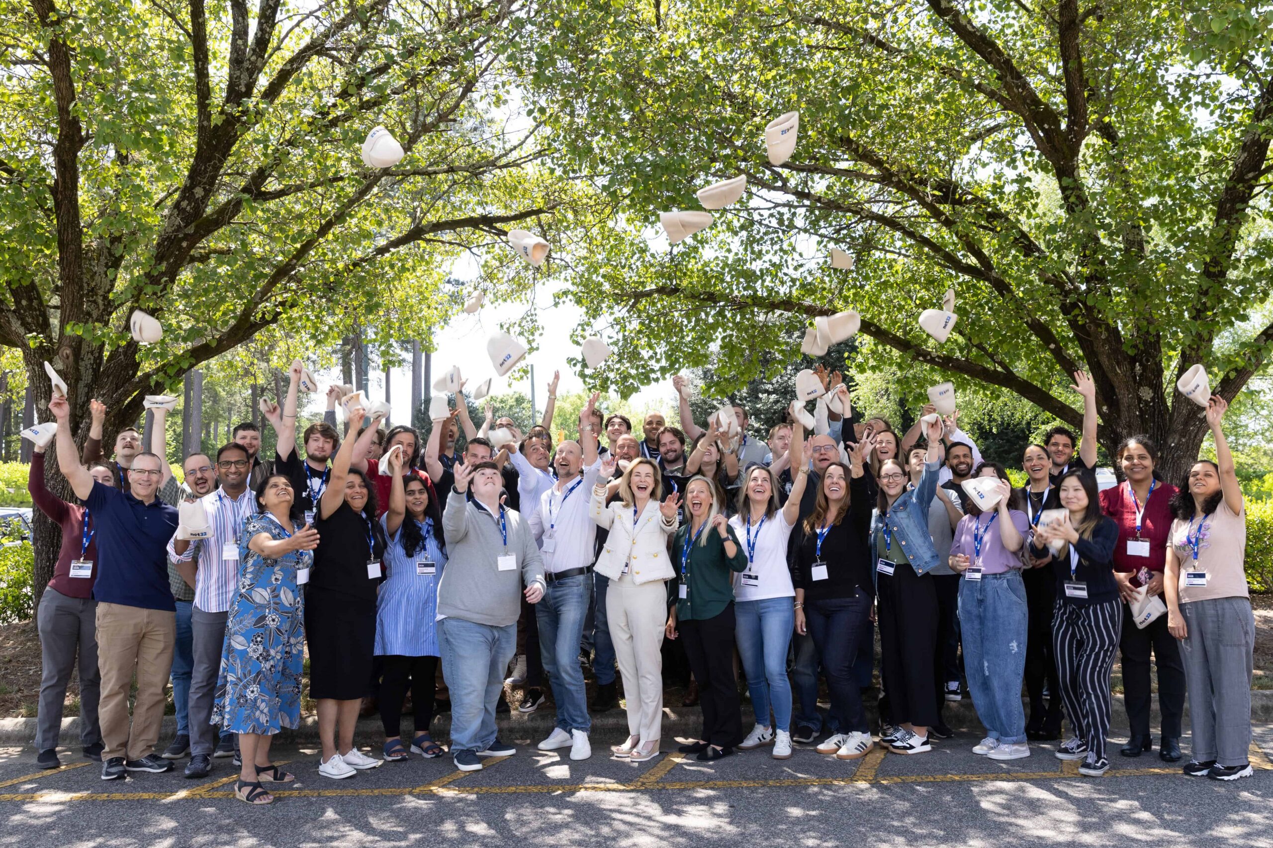Fun group photo idea during corporate retreat. rtp corporate photographer.